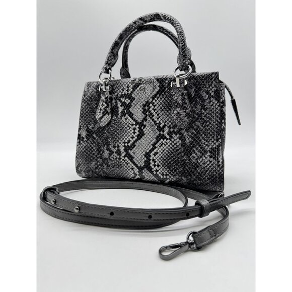 MICHAEL KORS Marilyn snake leather small satchel crossbody bag -Quarry gray - Picture 6 of 10
